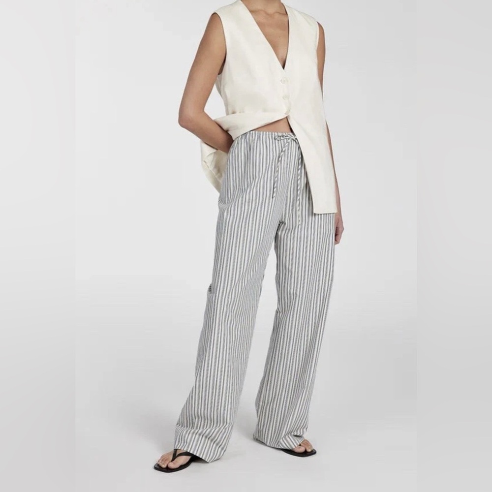 Dissh Ezra Stripe Drawstring Pants – Women’s 6, Blue Ivory Cotton NWT